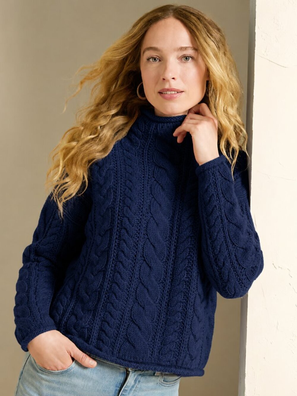 Garnet Hill Lumi Cabled Cashmere Turtleneck Sweater